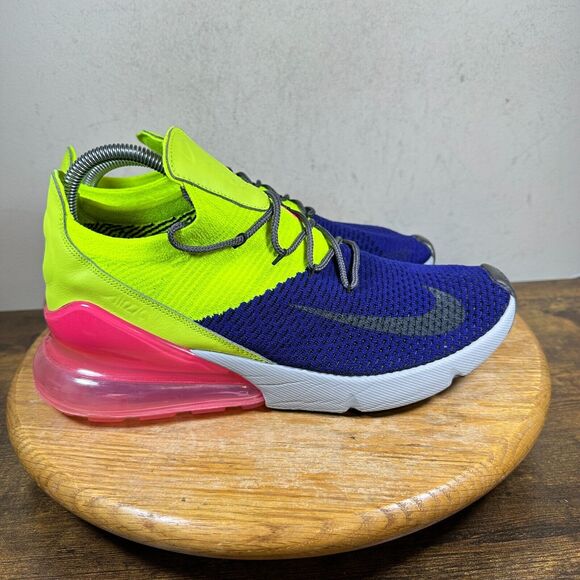 Nike Air Max 270 Flyknit Purple Volt Pink Mens Size 9.5 Shoe AO1023-501‎ main image 3